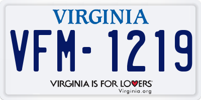 VA license plate VFM1219