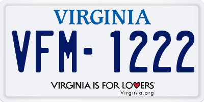 VA license plate VFM1222