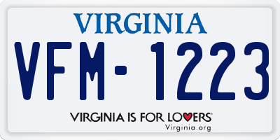 VA license plate VFM1223
