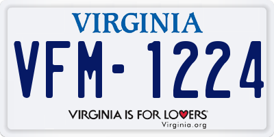 VA license plate VFM1224