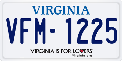 VA license plate VFM1225