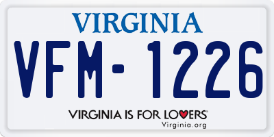 VA license plate VFM1226