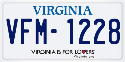 VA license plate VFM1228