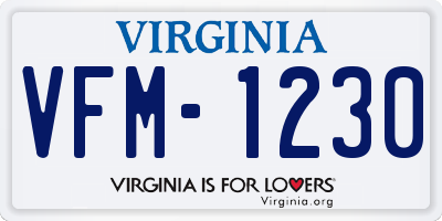 VA license plate VFM1230