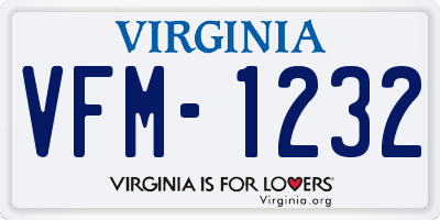 VA license plate VFM1232