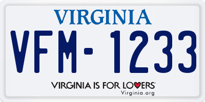VA license plate VFM1233