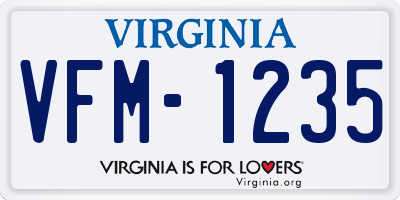 VA license plate VFM1235