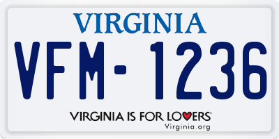 VA license plate VFM1236
