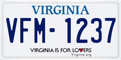 VA license plate VFM1237