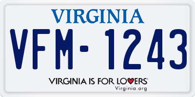 VA license plate VFM1243