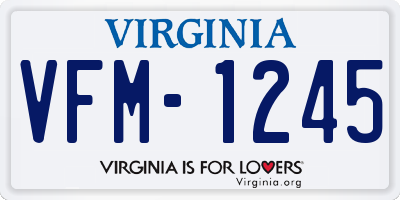 VA license plate VFM1245