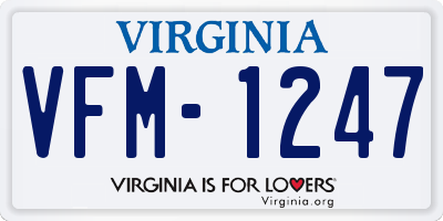 VA license plate VFM1247