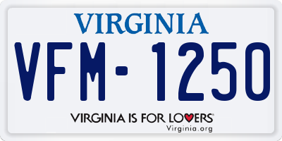 VA license plate VFM1250