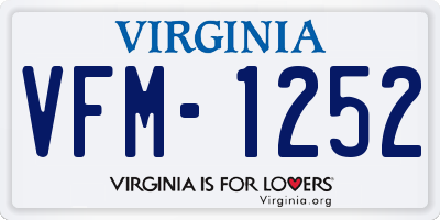VA license plate VFM1252