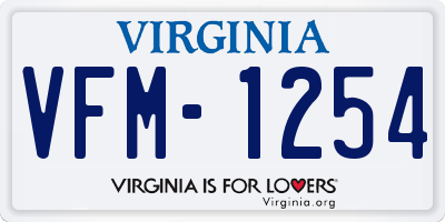 VA license plate VFM1254