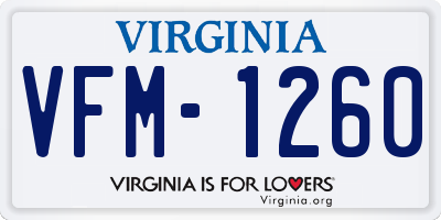 VA license plate VFM1260