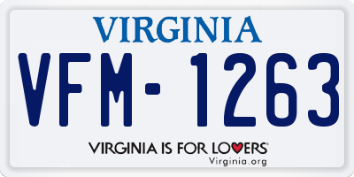 VA license plate VFM1263