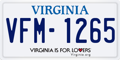 VA license plate VFM1265