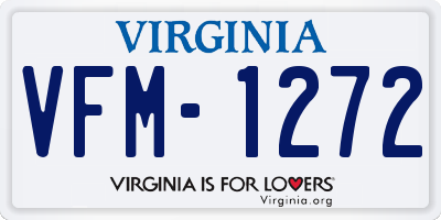 VA license plate VFM1272