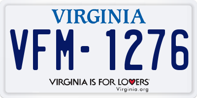 VA license plate VFM1276