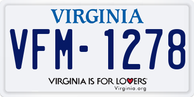 VA license plate VFM1278
