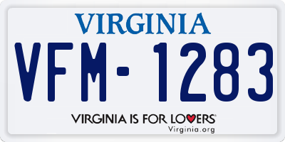 VA license plate VFM1283