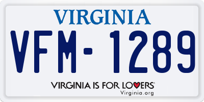 VA license plate VFM1289