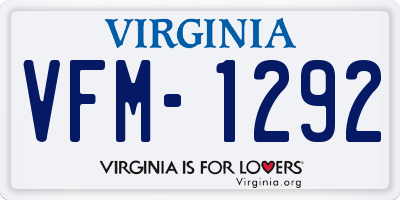 VA license plate VFM1292