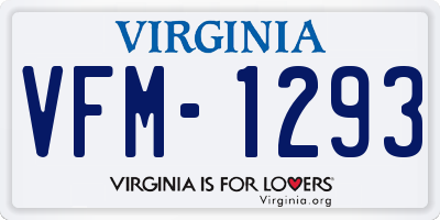VA license plate VFM1293