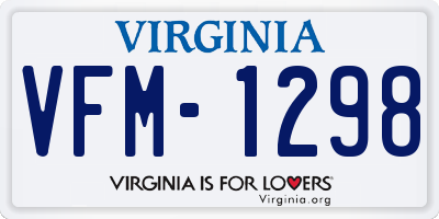 VA license plate VFM1298