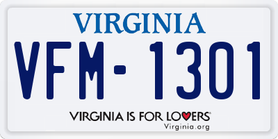 VA license plate VFM1301