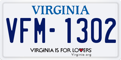 VA license plate VFM1302
