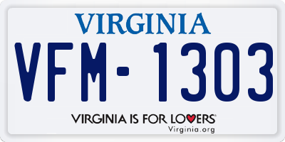 VA license plate VFM1303