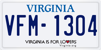 VA license plate VFM1304