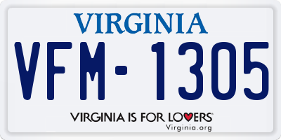 VA license plate VFM1305