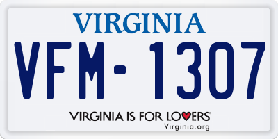 VA license plate VFM1307