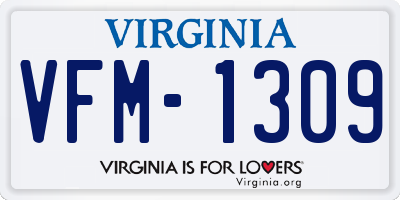 VA license plate VFM1309