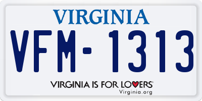VA license plate VFM1313