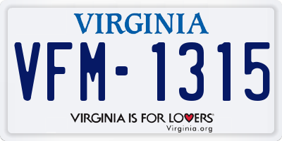 VA license plate VFM1315