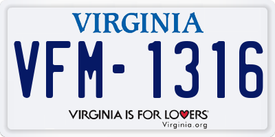 VA license plate VFM1316