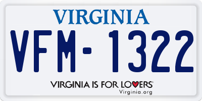 VA license plate VFM1322