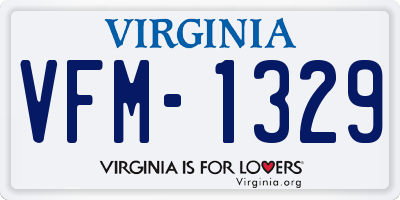 VA license plate VFM1329