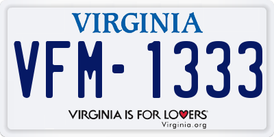 VA license plate VFM1333
