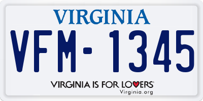 VA license plate VFM1345