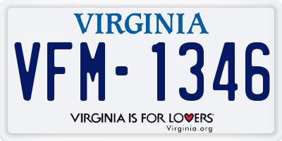 VA license plate VFM1346
