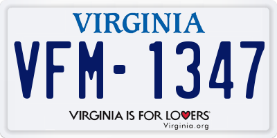VA license plate VFM1347