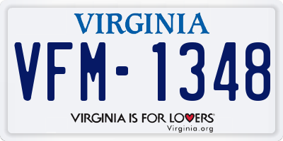 VA license plate VFM1348