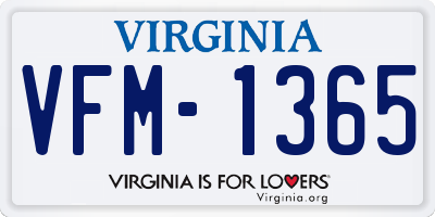 VA license plate VFM1365