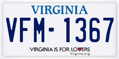 VA license plate VFM1367