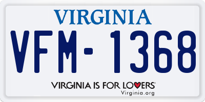 VA license plate VFM1368